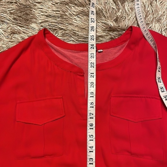 KUT From The Kloth Red Short Sleeve‎ Blouse Size Large - Picture 6 of 9
